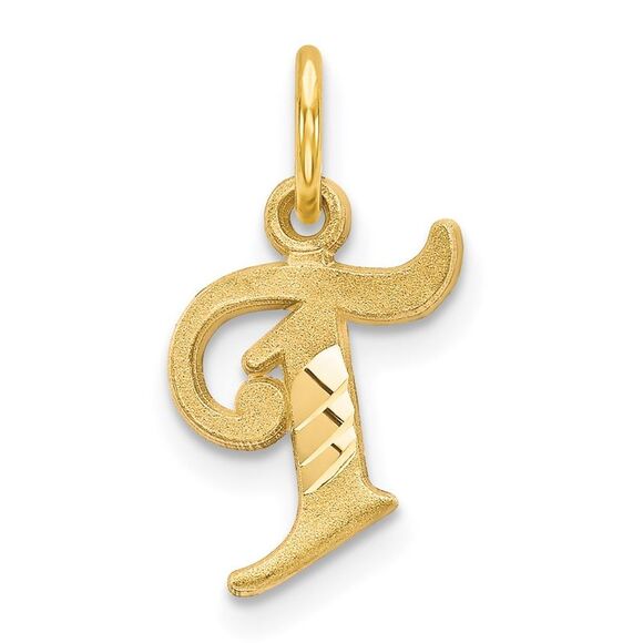 14k Yellow Gold, Isabelle Collection, Mini Letter T Initial Charm - Picture 1 of 5